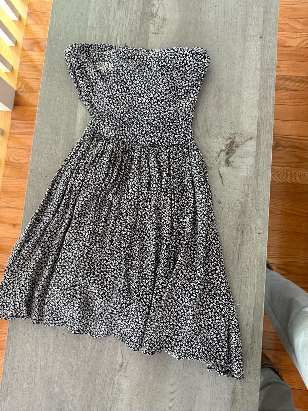 Strapless Black & White Floral Sundress